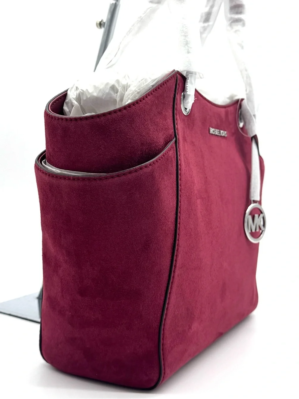 Michael Kors Jet Set Large Signature Logo Shoulder Bag - Maroon